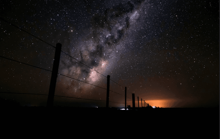 Céu limpo e estrelado na imensidão da Campanha Gaúcha