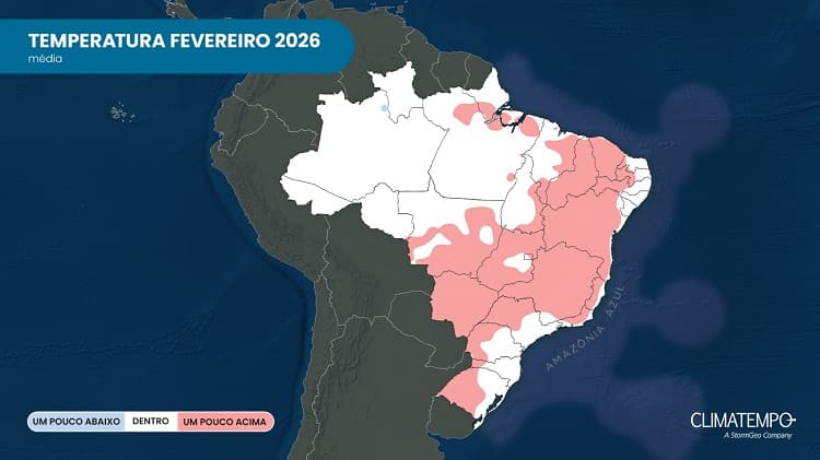 Imagem da notícia Previsão do clima no Brasil em fevereiro de 2026